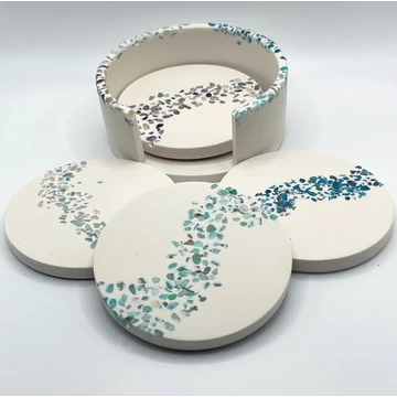 Poháralátét - Fluorit, apatit, amazonit, akvamarin