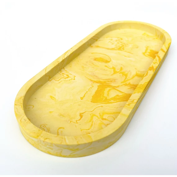 Márványos dekortálca - sárga