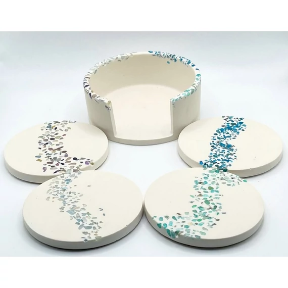 Poháralátét - Fluorit, apatit, amazonit, akvamarin